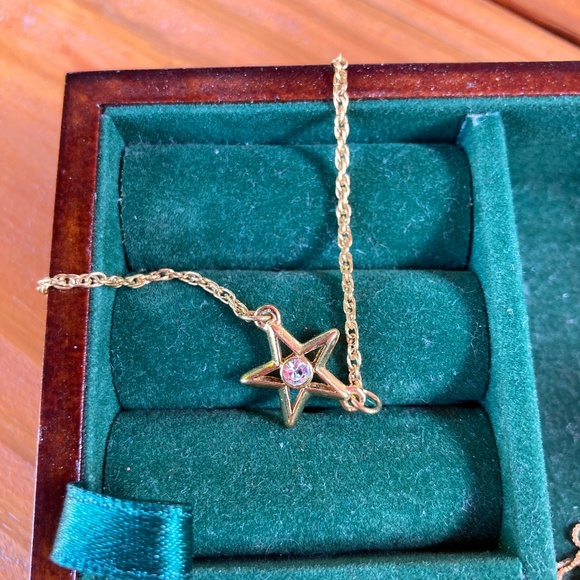 Avon Star Anklet Goldtone Clear Stone 9.5 inches Long - Picture 2 of 6